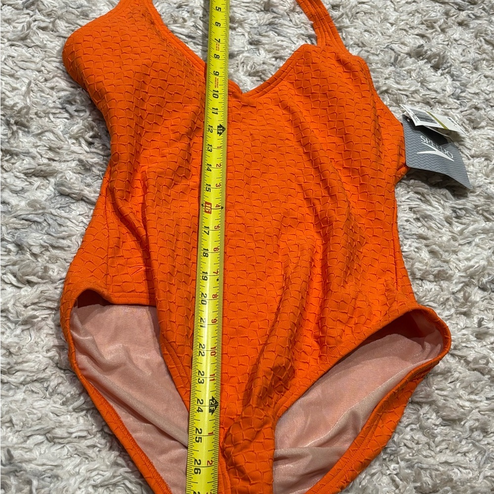 Speedo Orange Textured Swimsuit New with Tags Size 14 - Picture 9 of 16